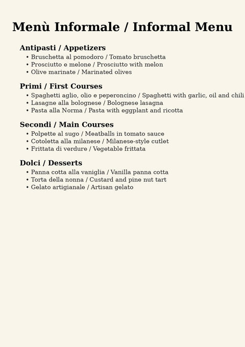 Casual Event Menu (PDF)