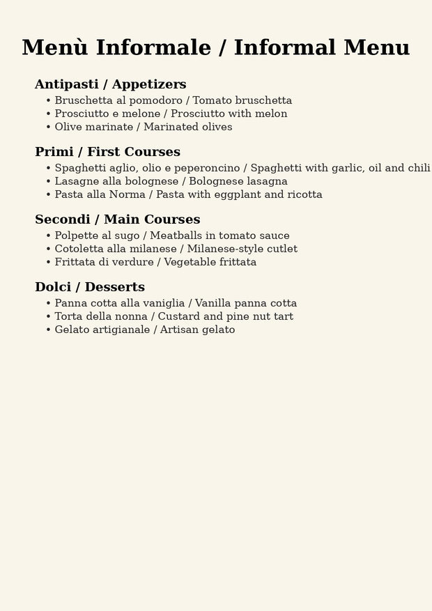 Casual Event Menu (PDF)